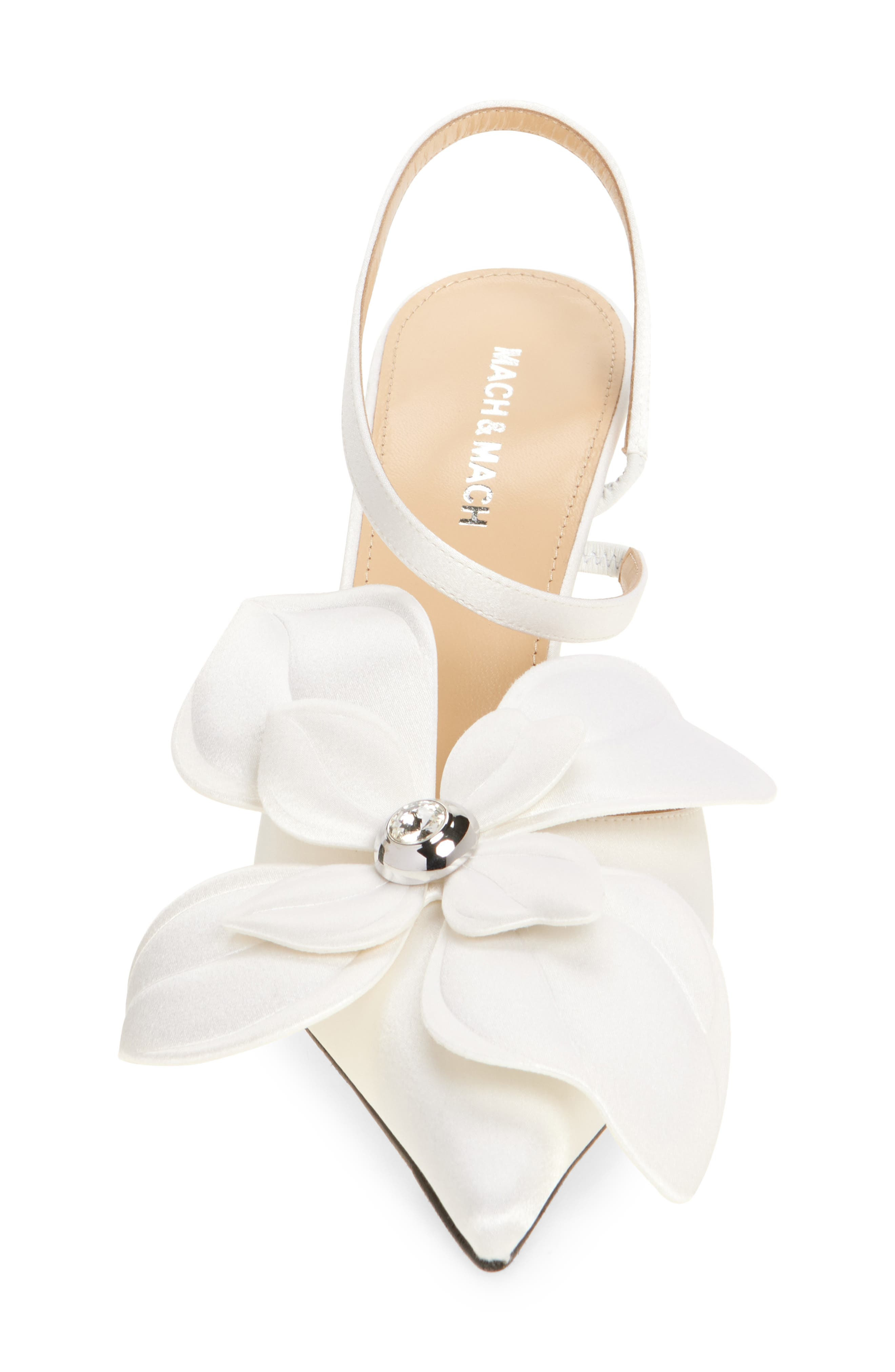 Mach & Mach Orchid Slingback Pump in White at Nordstrom - 4