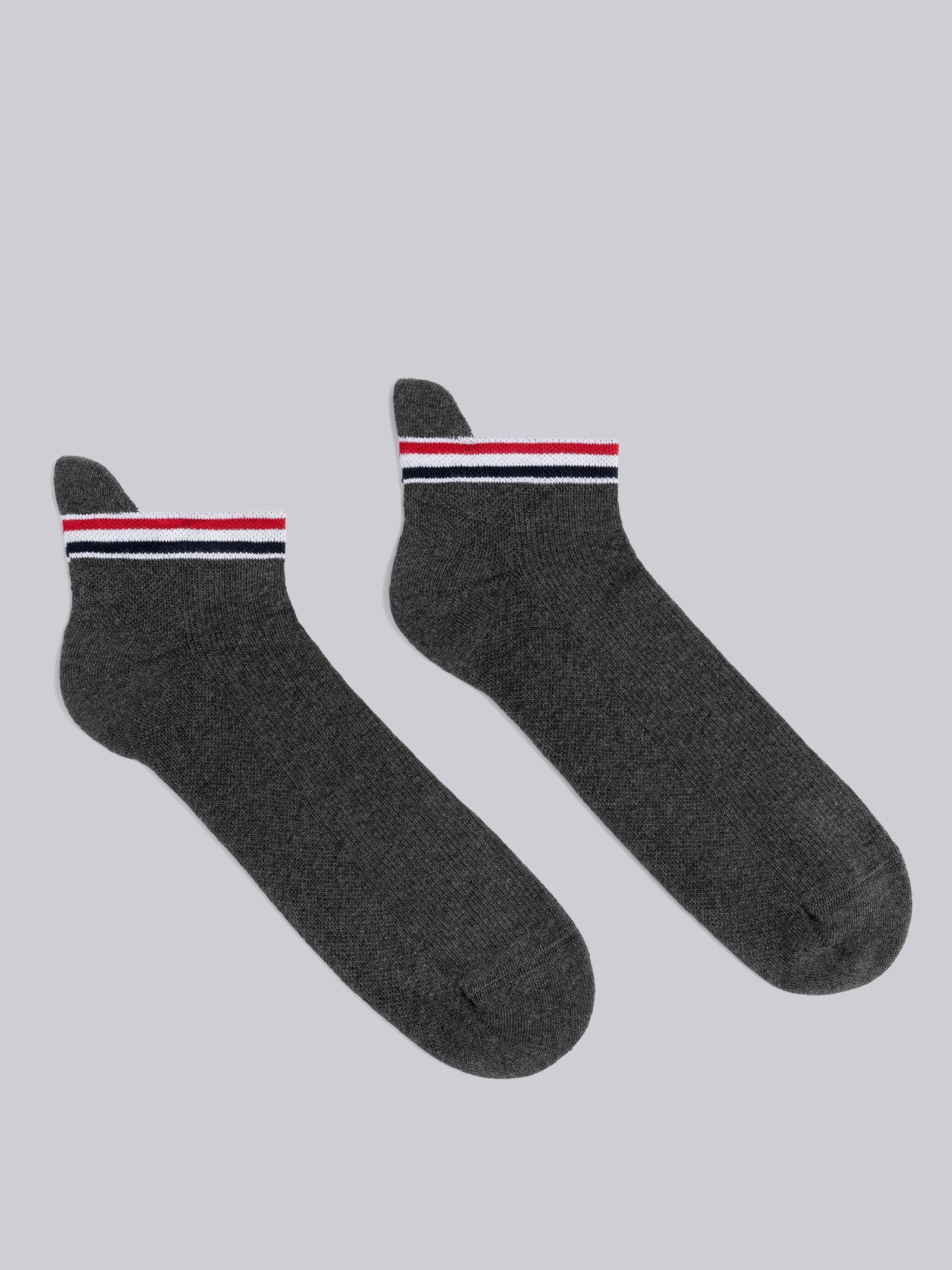 COTTON STRIPE ATHLETIC PADDED NO SHOW SOCKS - 1