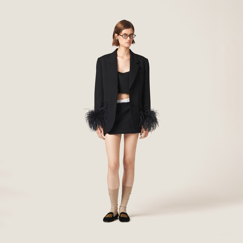 Miu Miu Single-breasted grain de poudre jacket outlook