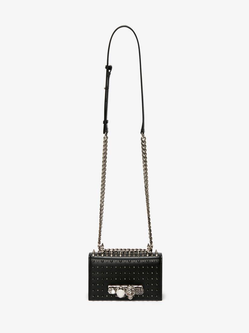 Mini Jewelled Satchel in Black - 5