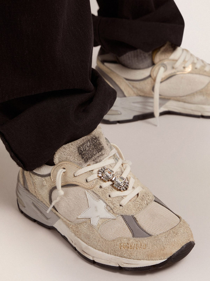 Lace lock with Déco clip in antique gold color with crystals 3