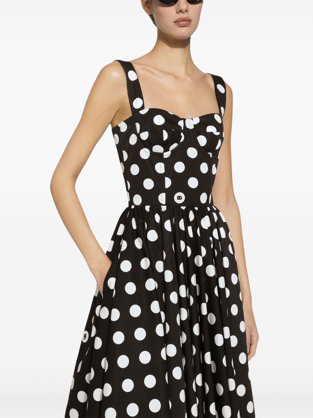 polka-dot corset midi dress - 5