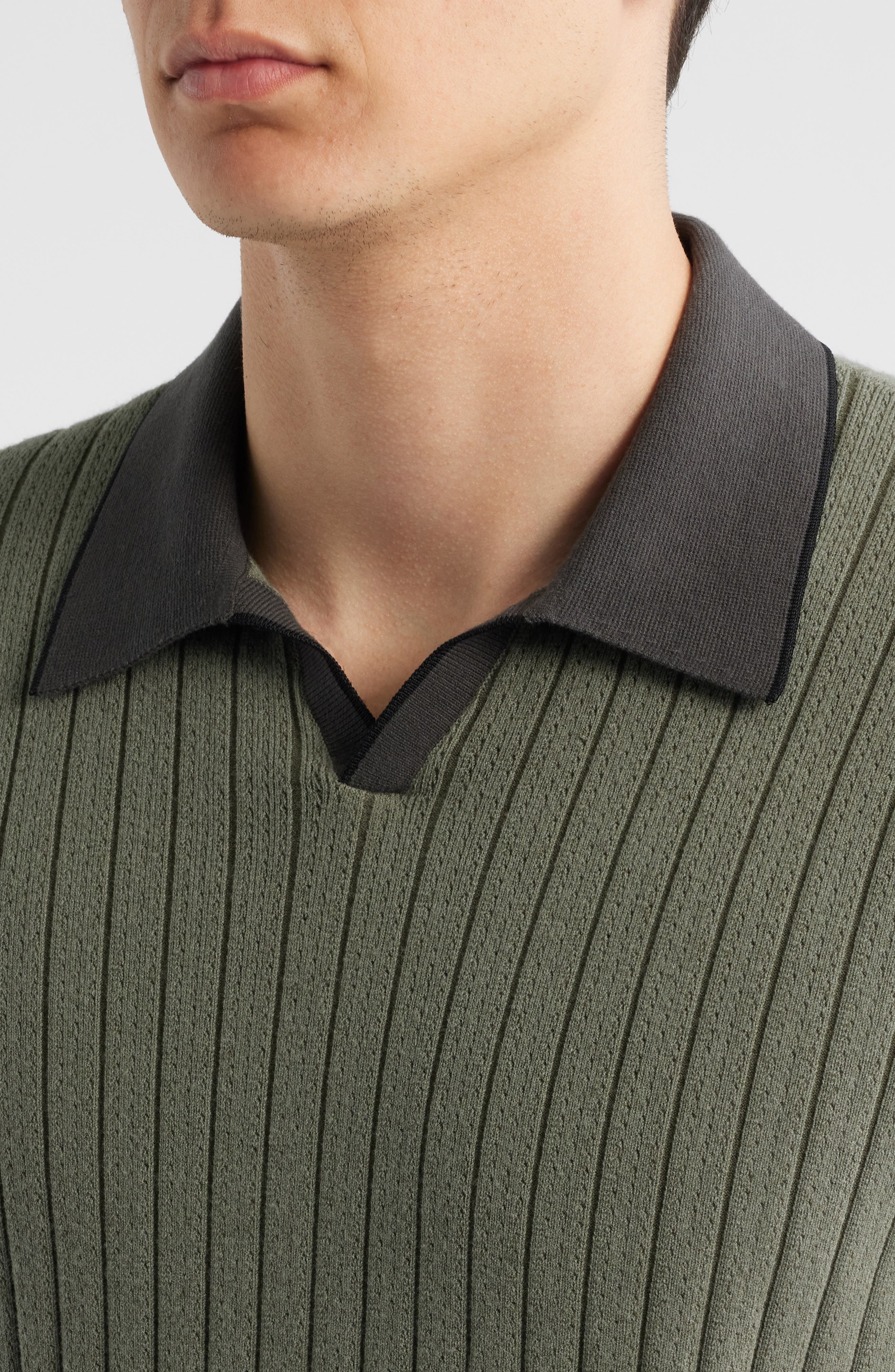 rag & bone Sanford Rib Johnny Collar Polo in Pavement at Nordstrom - 2