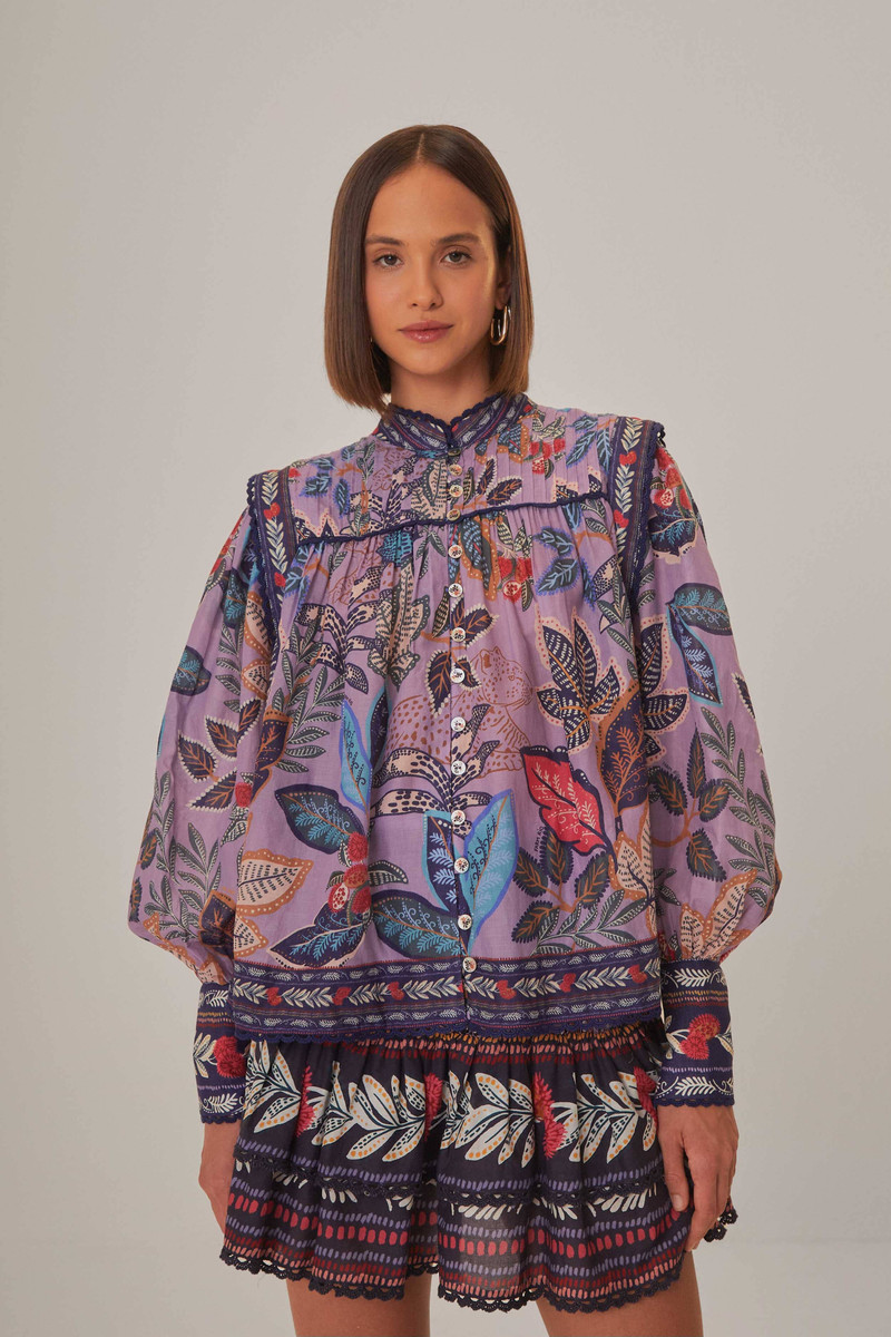 Lavender Wild Night Long Sleeve Blouse 1