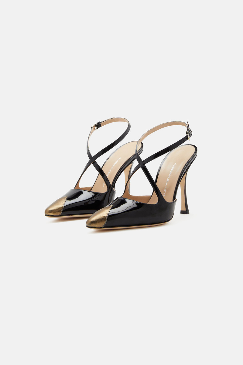 PATENT LEATHER SLINGBACK, CONTRASTING POINT-10,5CM - 1