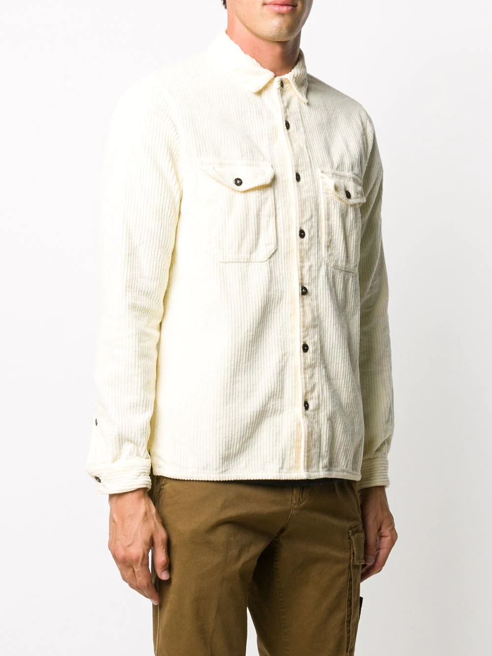 corduroy chest-pocket overshirt - 3