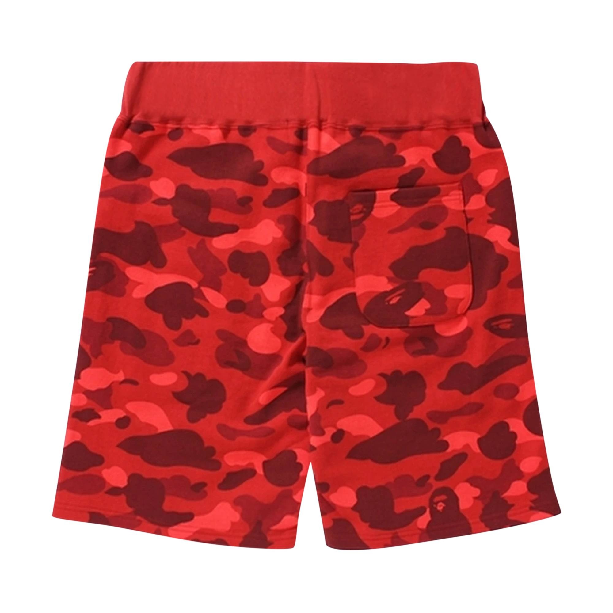 BAPE Camo Shark Sweat Shorts 'Red' - 2