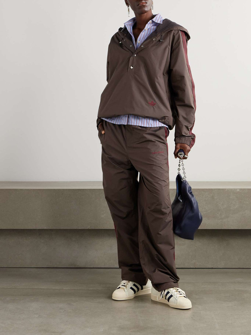 adidas Originals + Wales Bonner hooded embroidered striped shell jacket Brown outlook