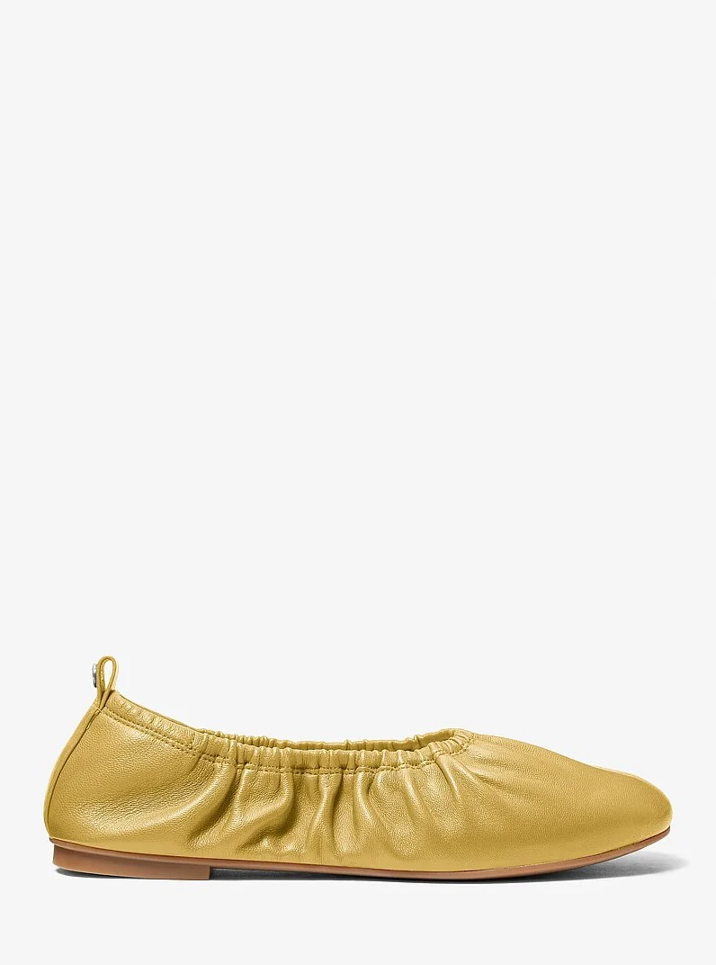Bri Ruched Leather Ballet Flat - 1