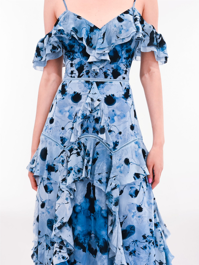 Marchesa PRINTED GEORGETTE OFF-SHOULDER GOWN outlook