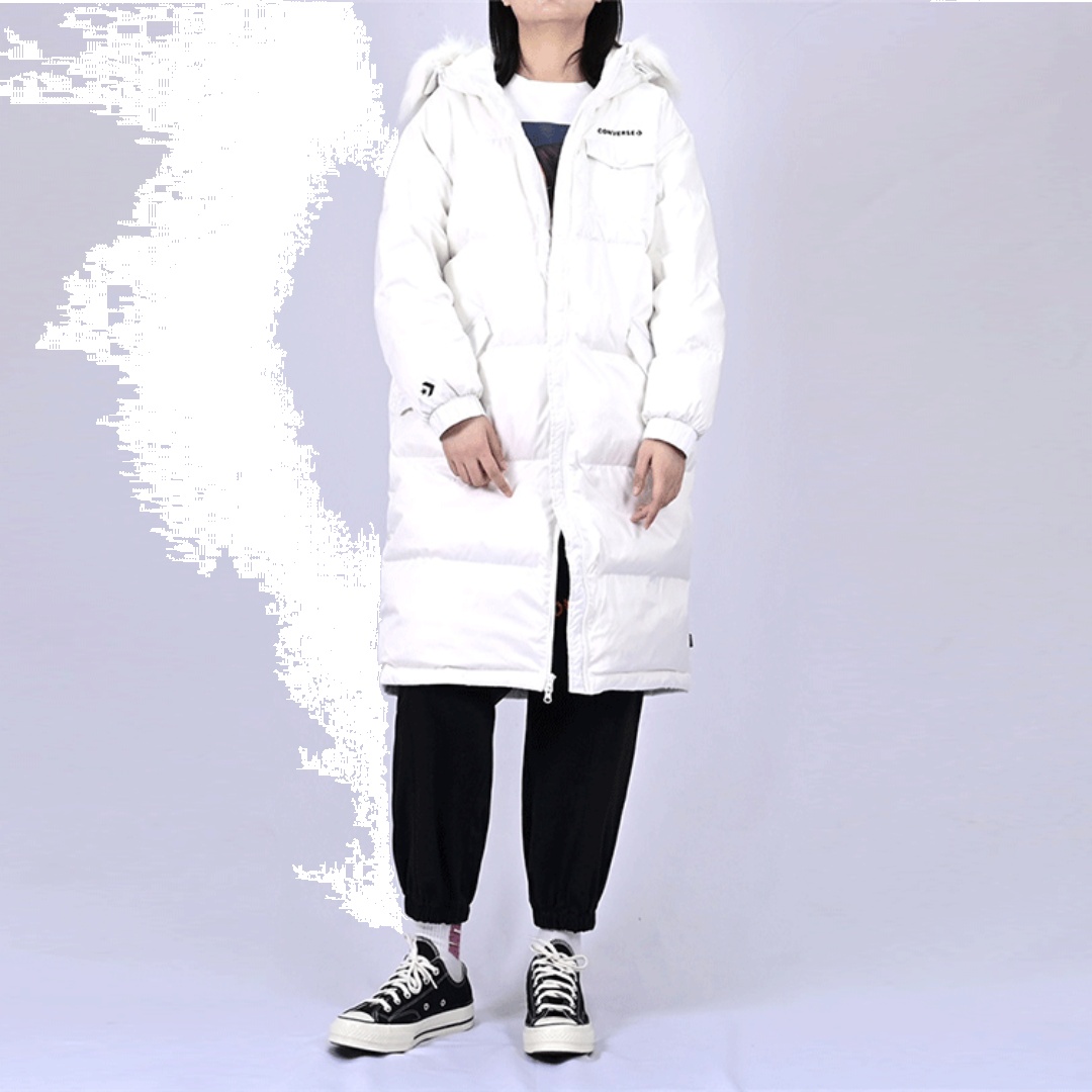 (WMNS) Converse Long Down Jacket 'White' 10021989-A01 - 3