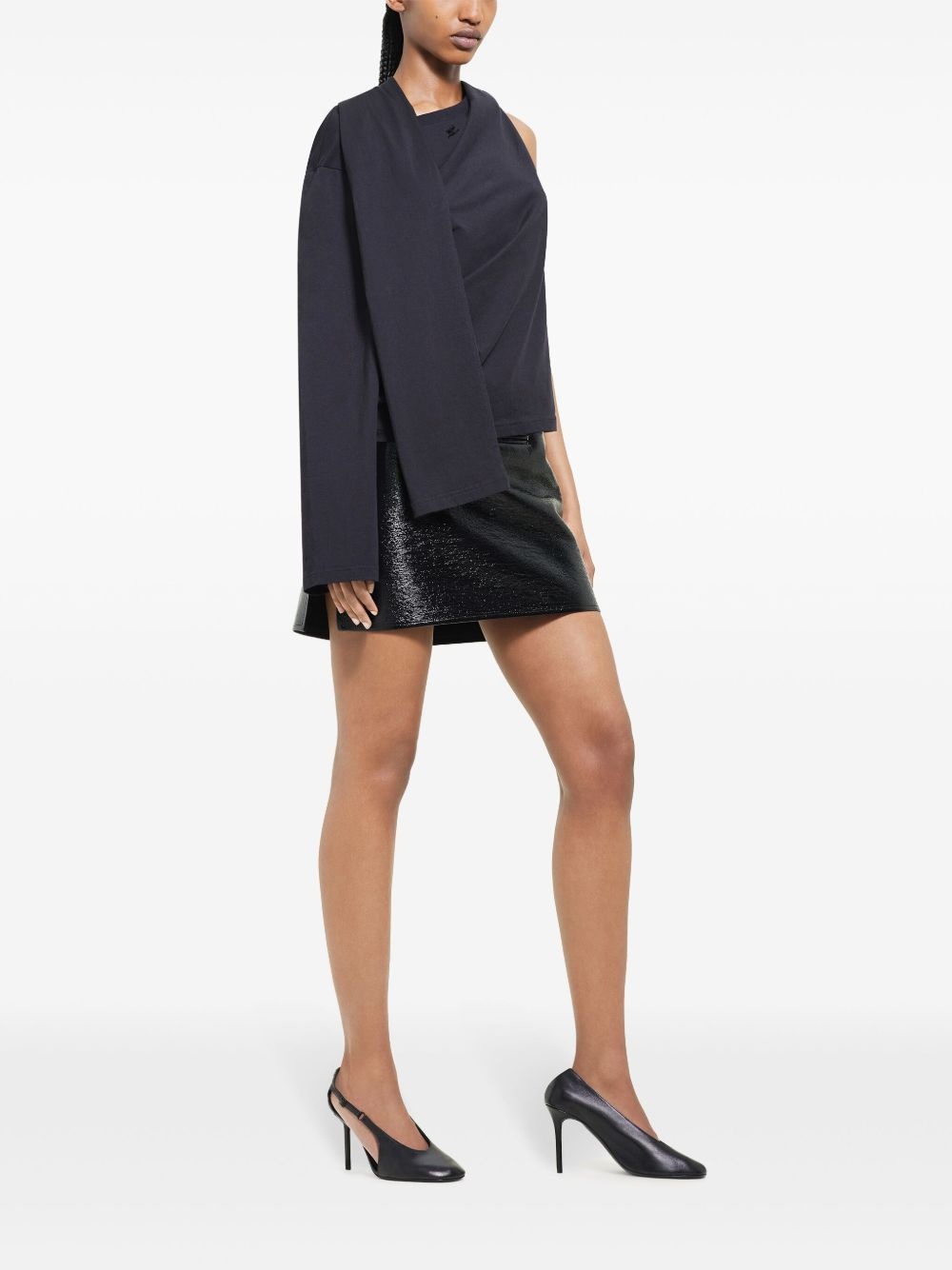 Oblique vinyl mini skirt - 3
