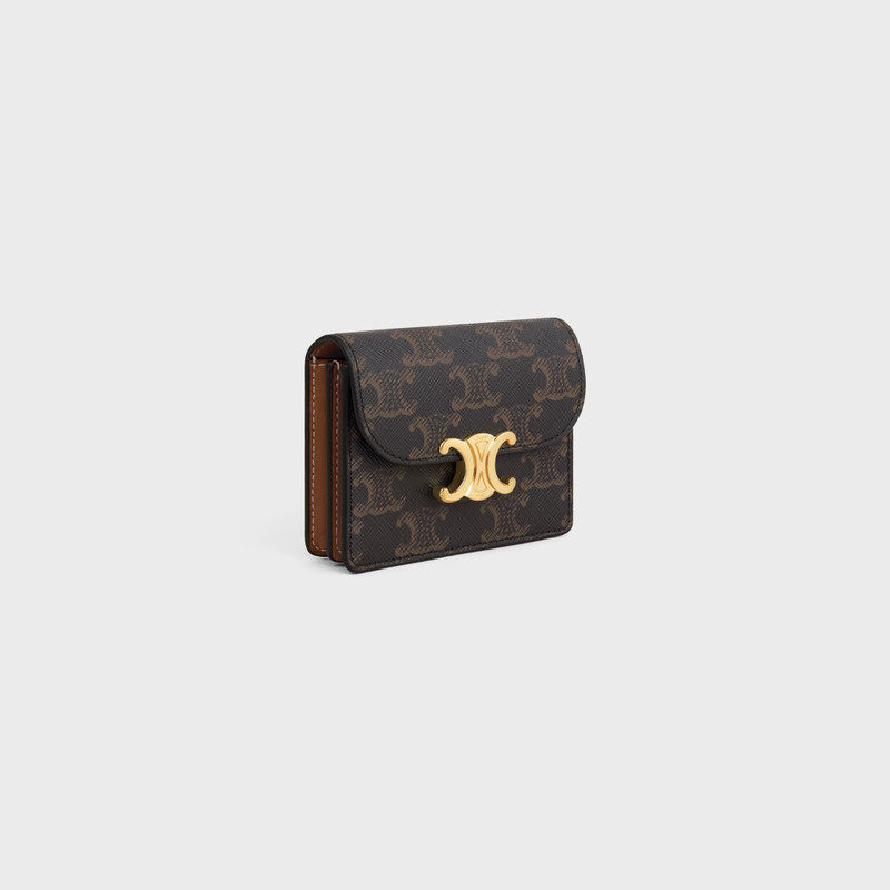 CELINE BUSINESS CARD HOLDER TRIOMPHE in Triomphe Canvas AND Lambskin outlook