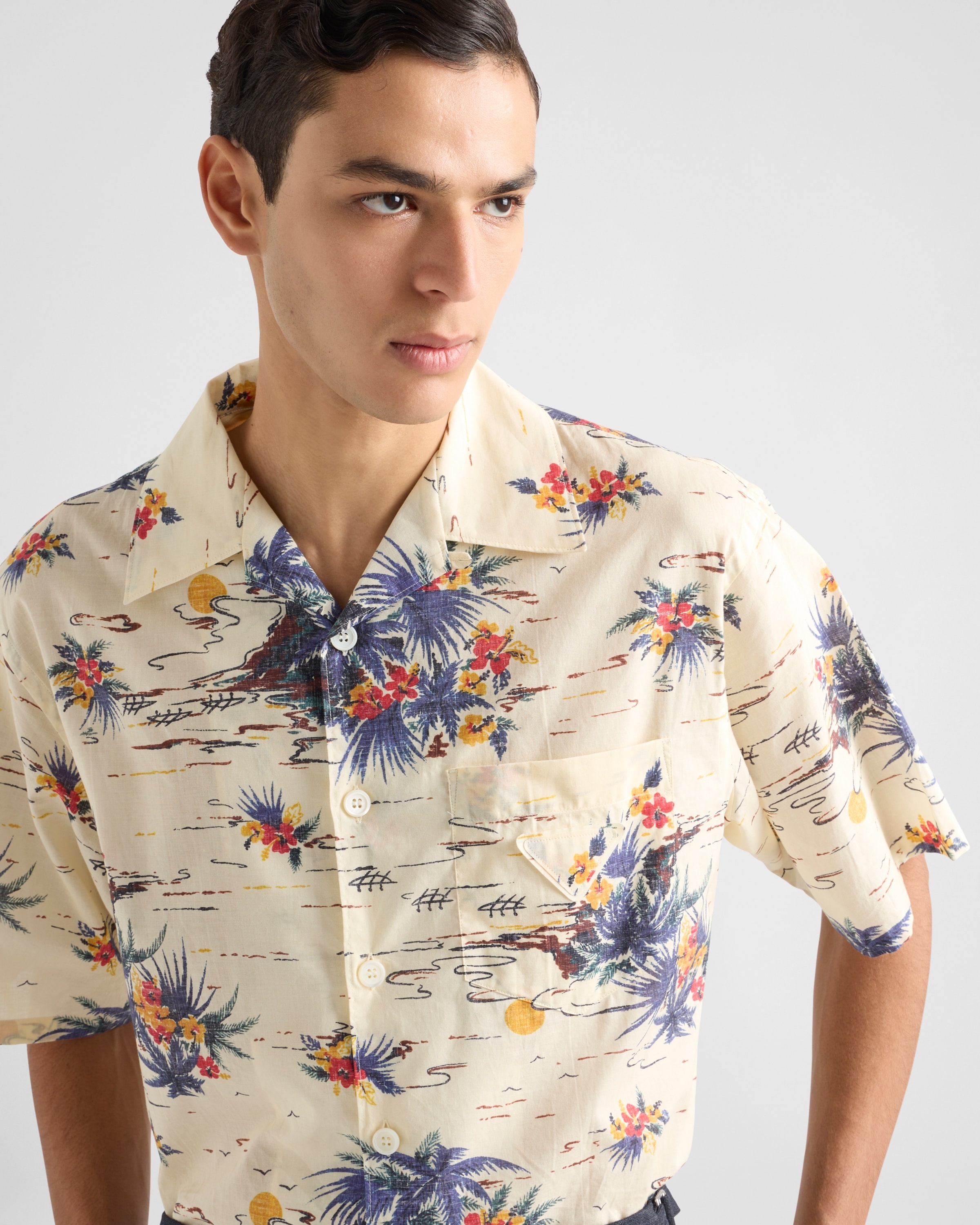 Printed cotton bowling shirt - 3