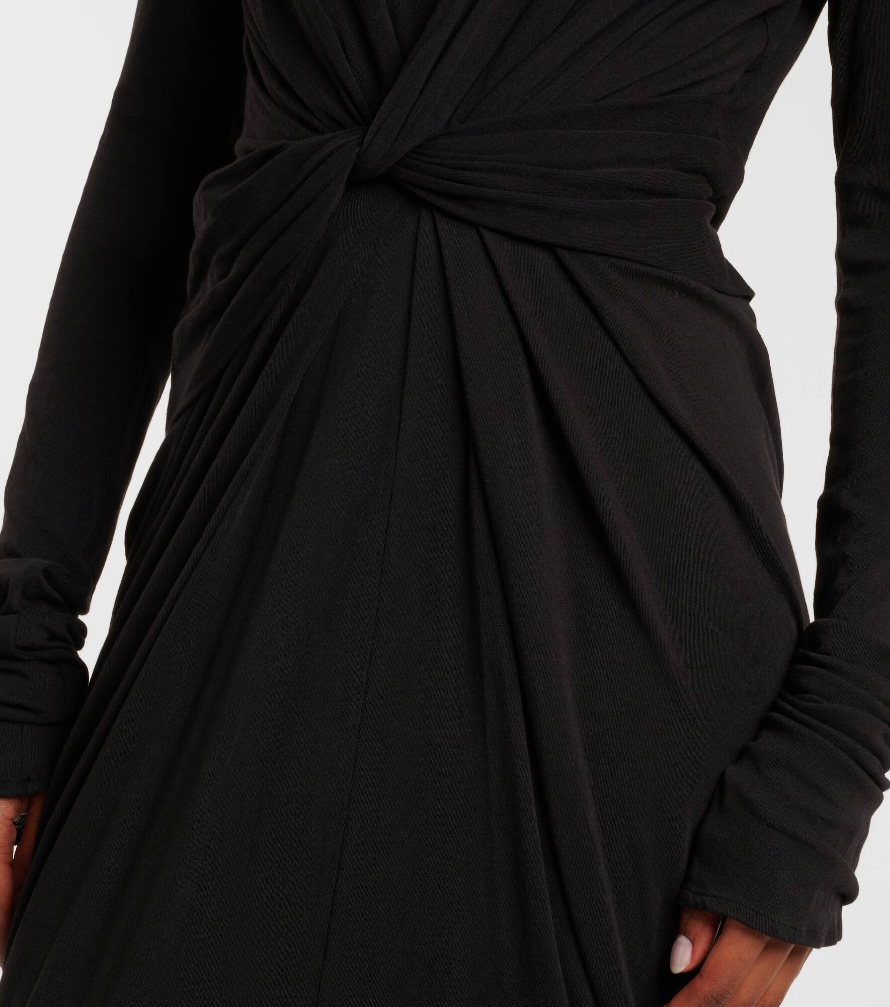 Gathered cotton-blend jersey maxi dress - 5