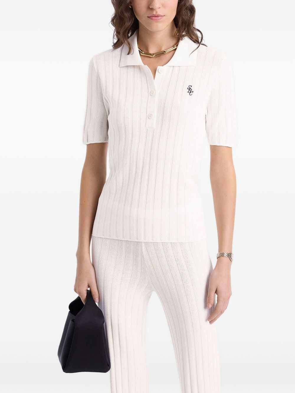 SRC ribbed logo polo top - 3