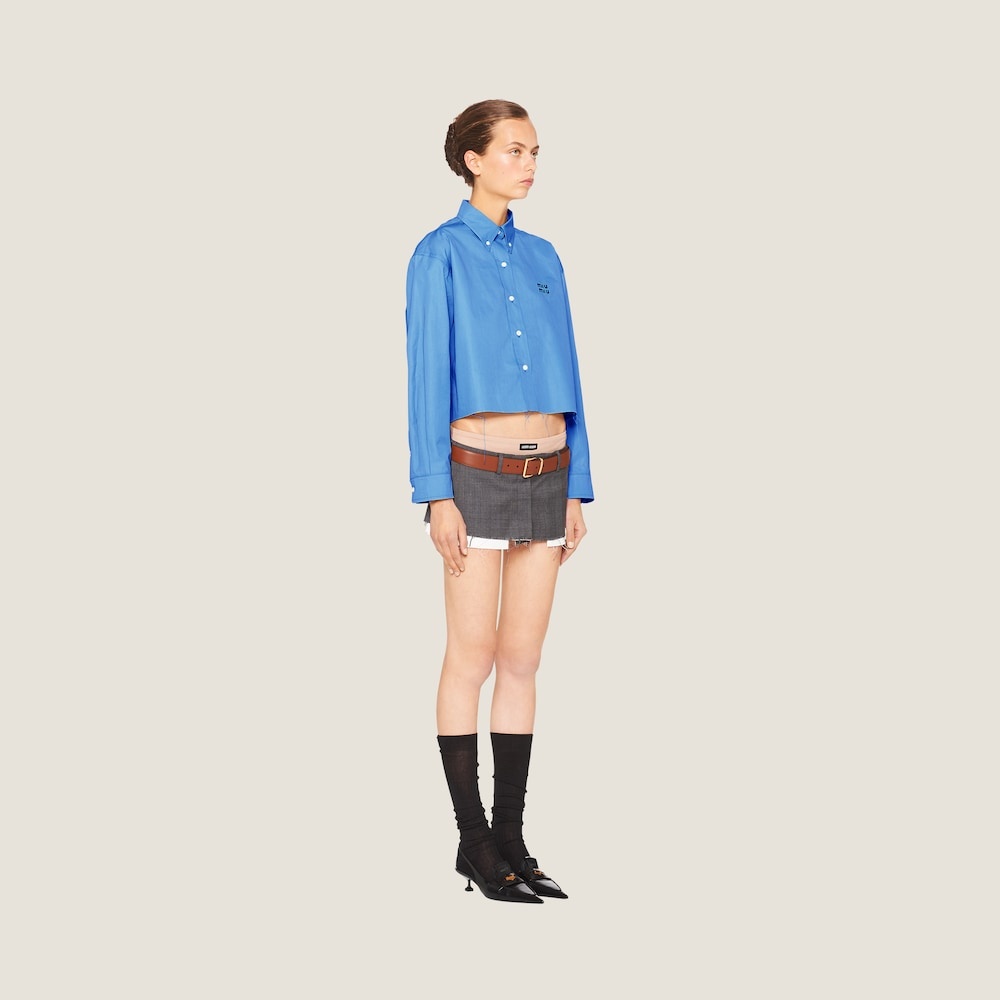 Cropped poplin shirt - 5