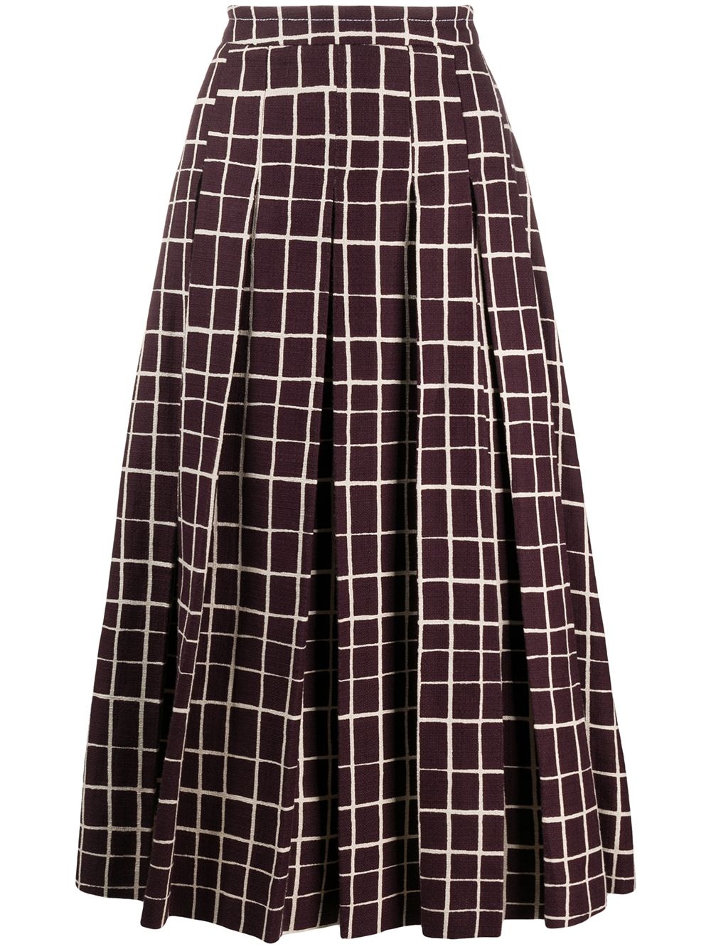 checked A-line midi skirt - 1