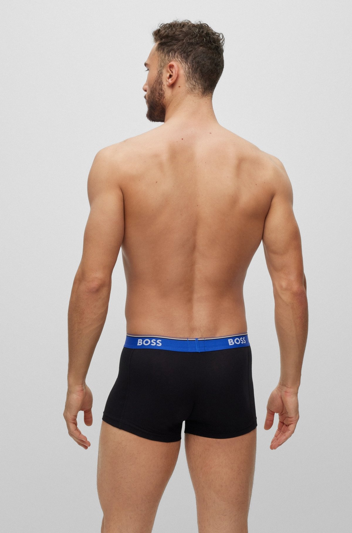 THREE-PACK OF STRETCH-COTTON TRUNKS WITH LOGO WAISTBANDS - 3