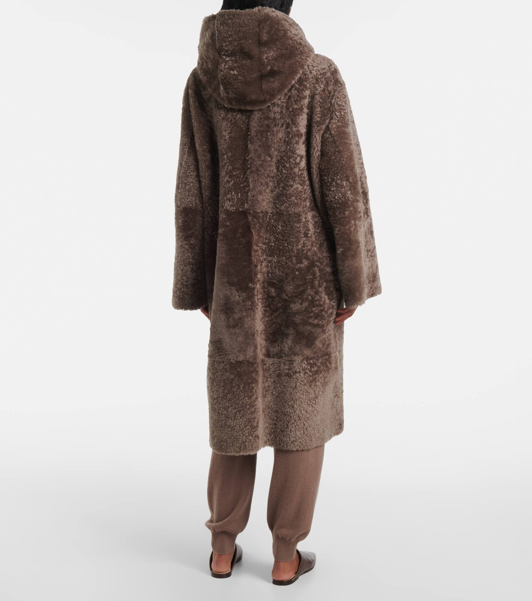 Reversible shearling and leather hooded coat - 3