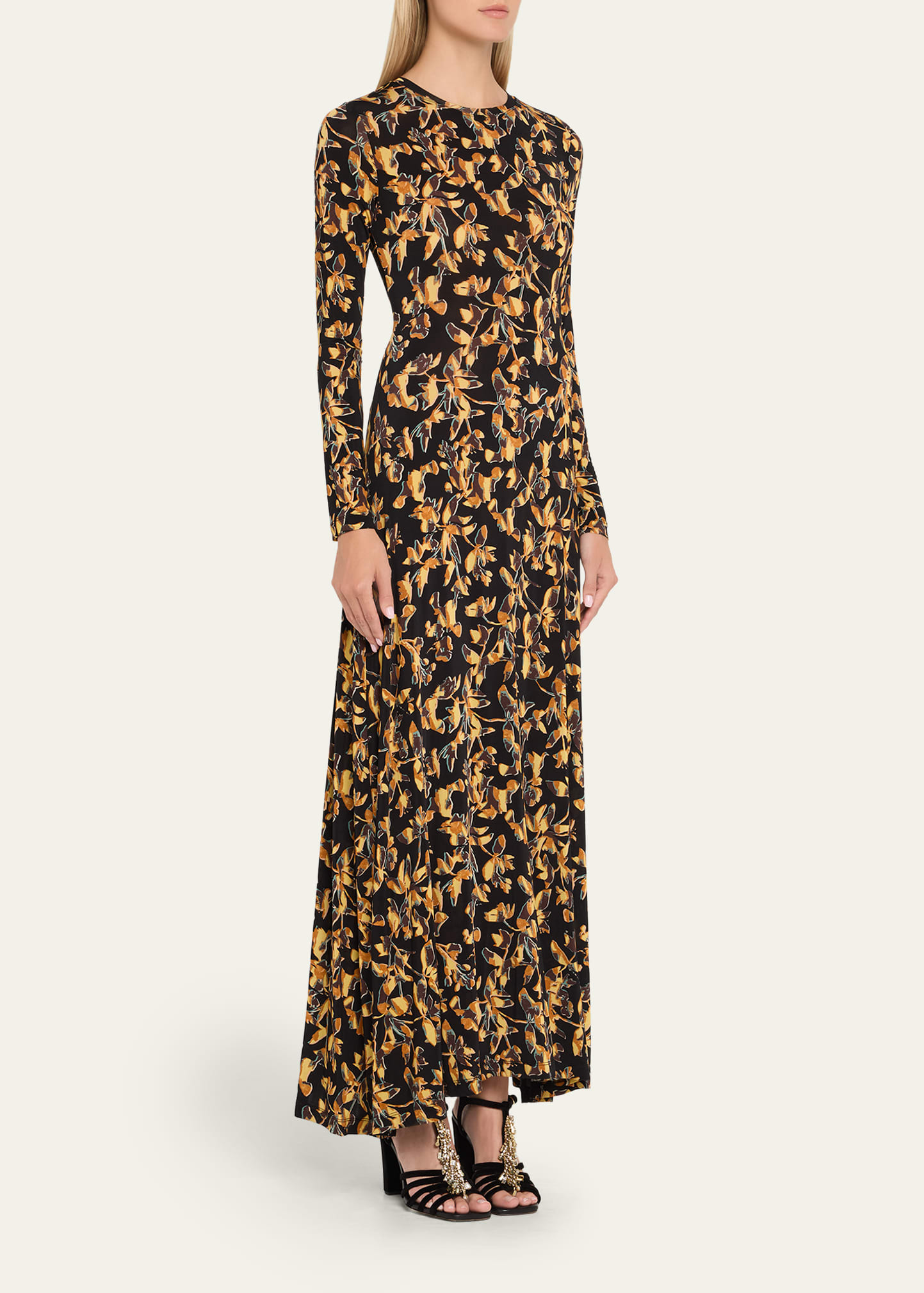 Amari Floral Long-Sleeve Jersey Dress - 4