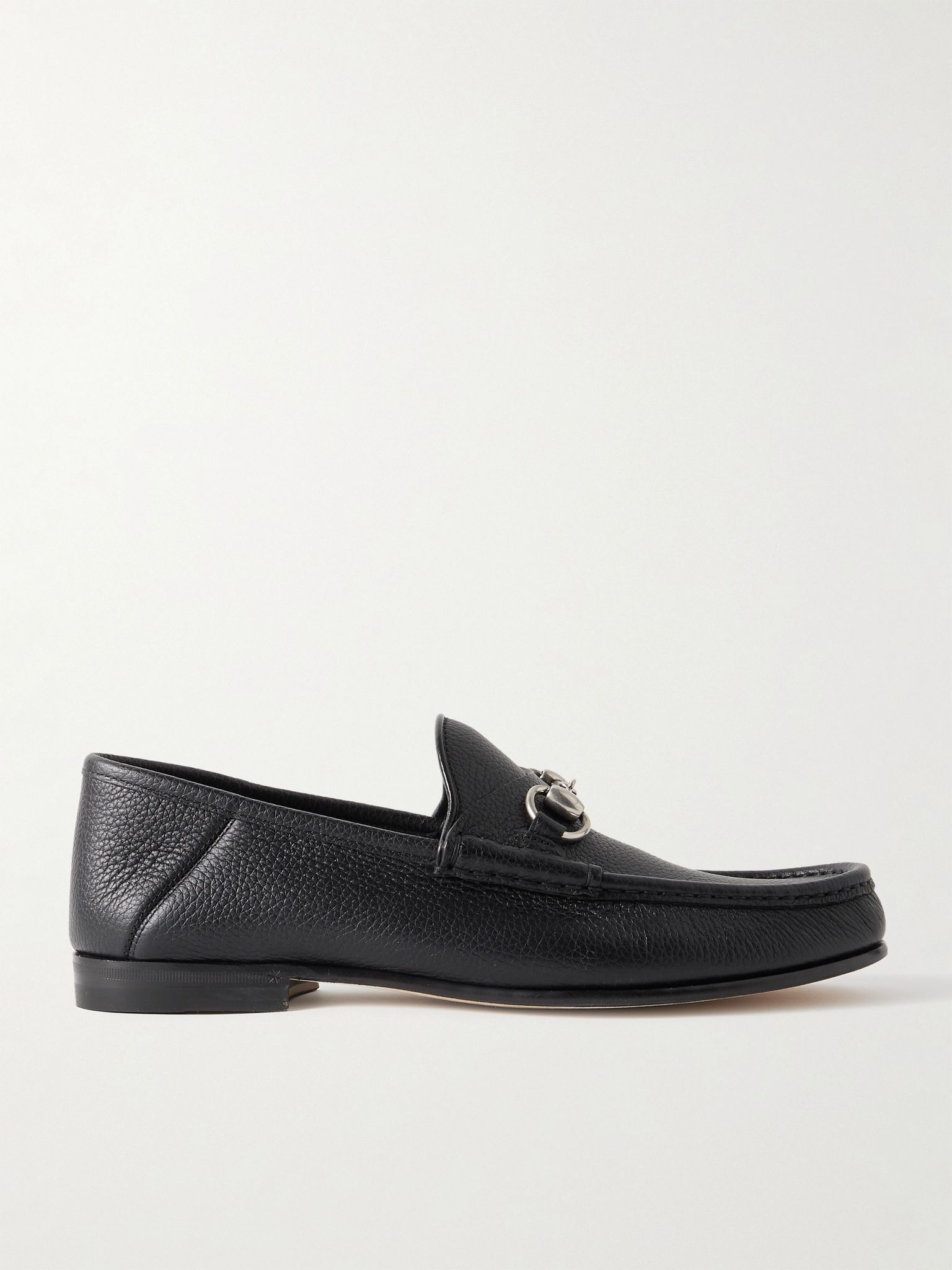 Horsebit 1953 Collapsible-Heel Embellished Full-Grain Leather Loafers Black - 1