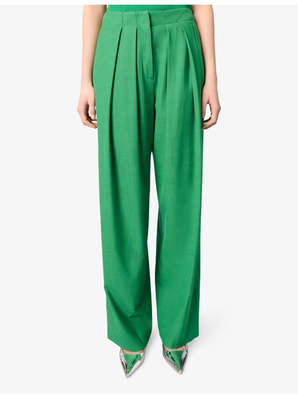 Wide-Leg High-Rise Stretch-Woven Suit Trousers - 5