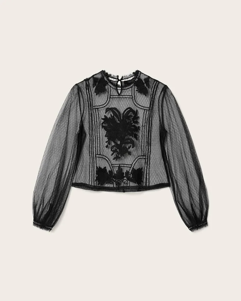 CESCA SHEER EMBROIDERED TOP - 1
