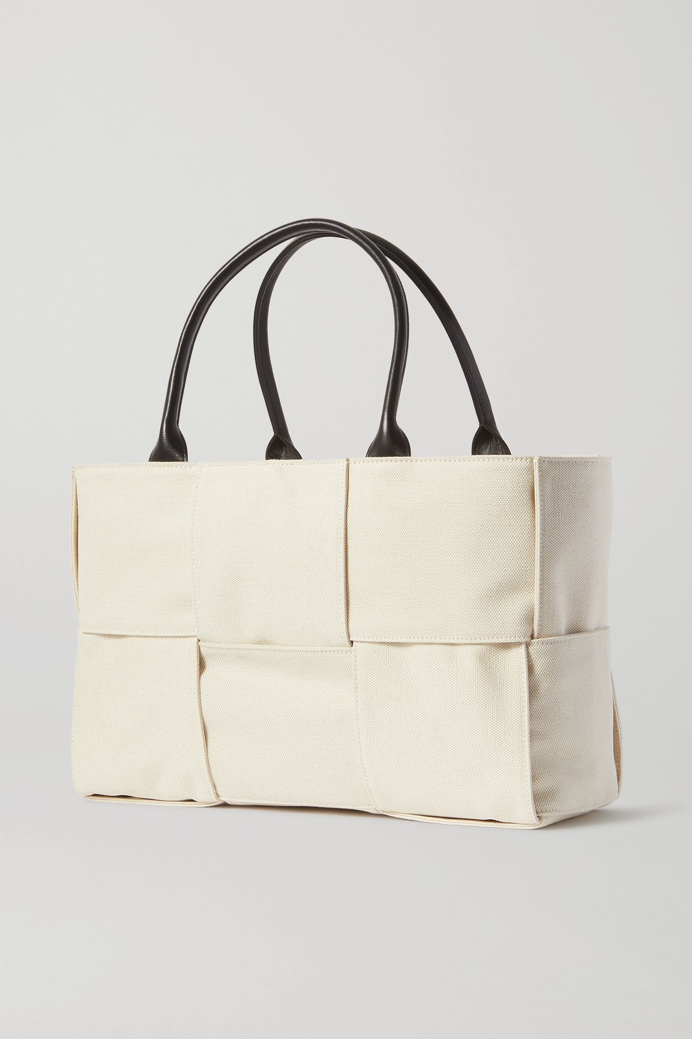 Cabas leather-trimmed intrecciato canvas tote - 3