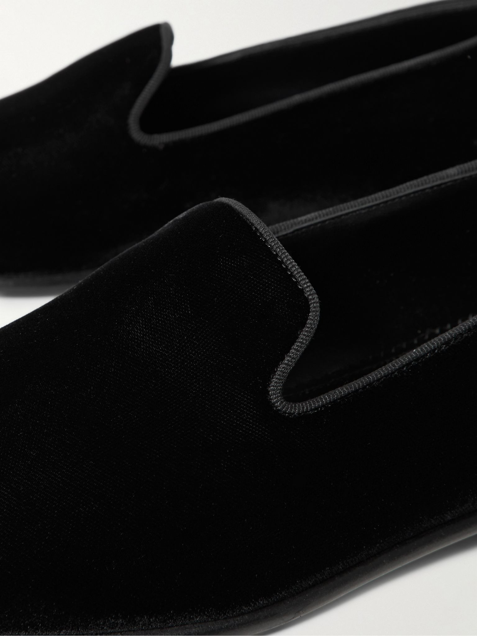 Mario Grosgrain-Trimmed Velvet Loafers Black - 5