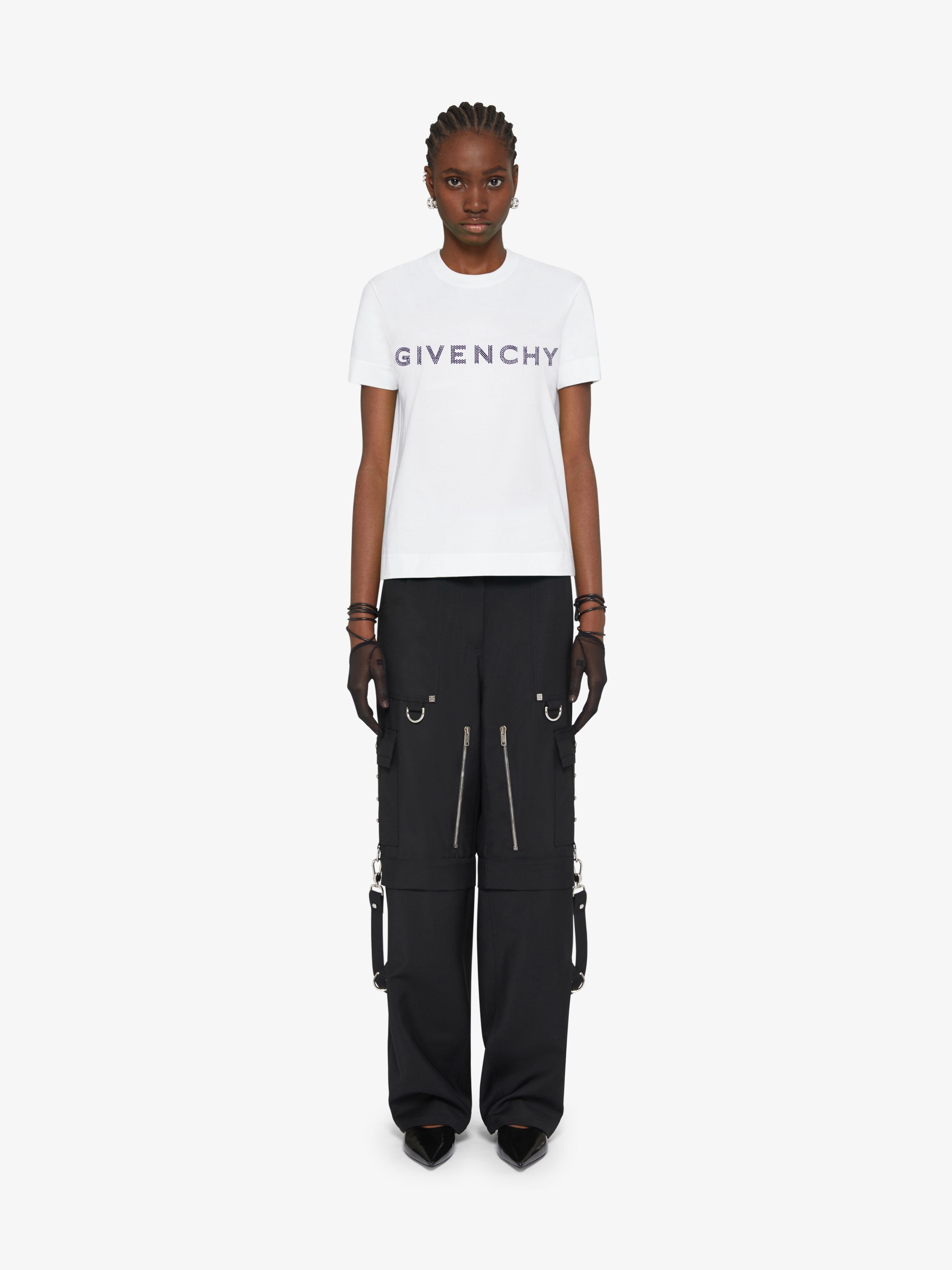 SLIM FIT T-SHIRT IN COTTON WITH GIVENCHY RHINESTONES - 2