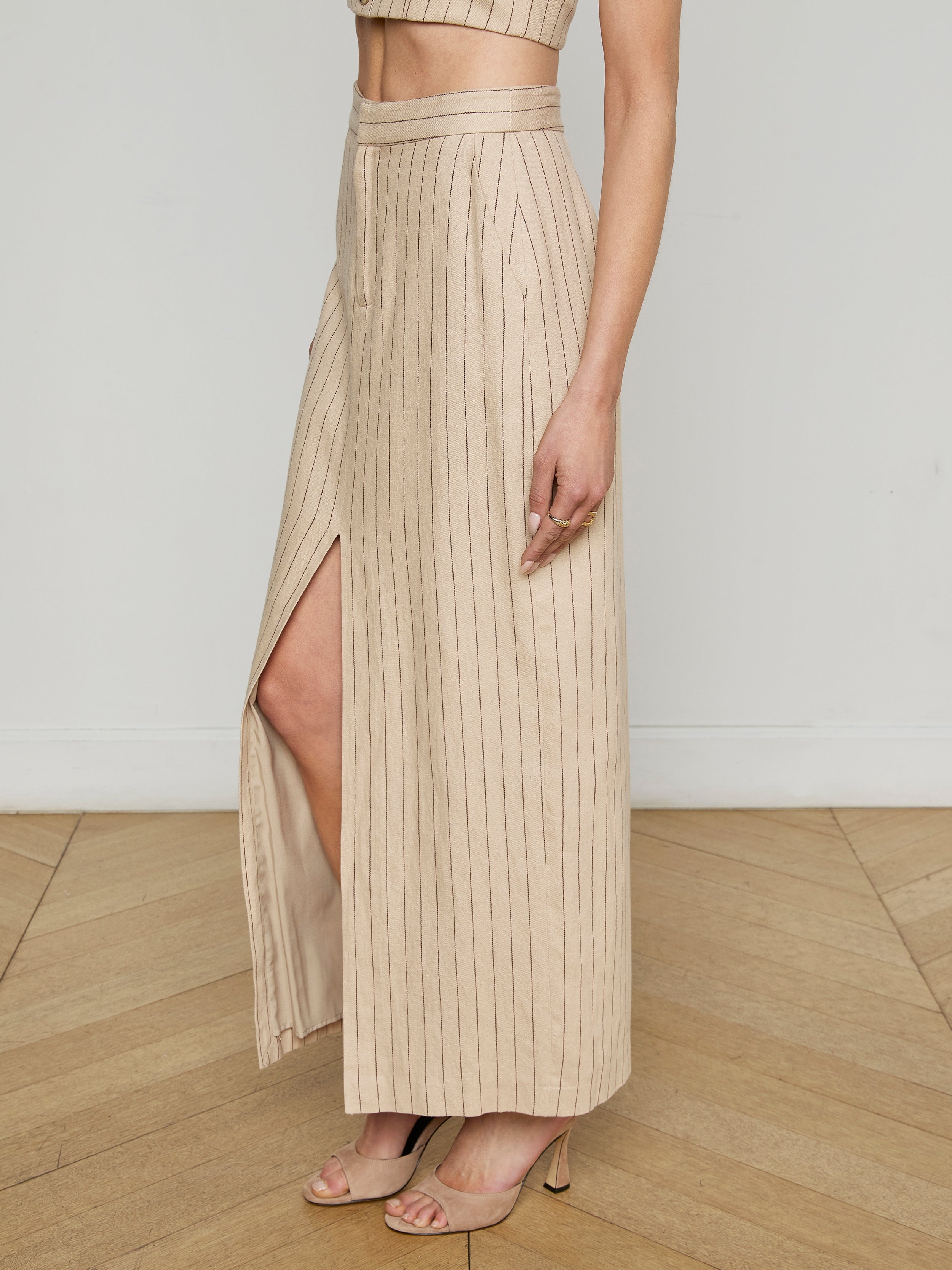 Maceline Pinstriped Maxi Skirt - 6