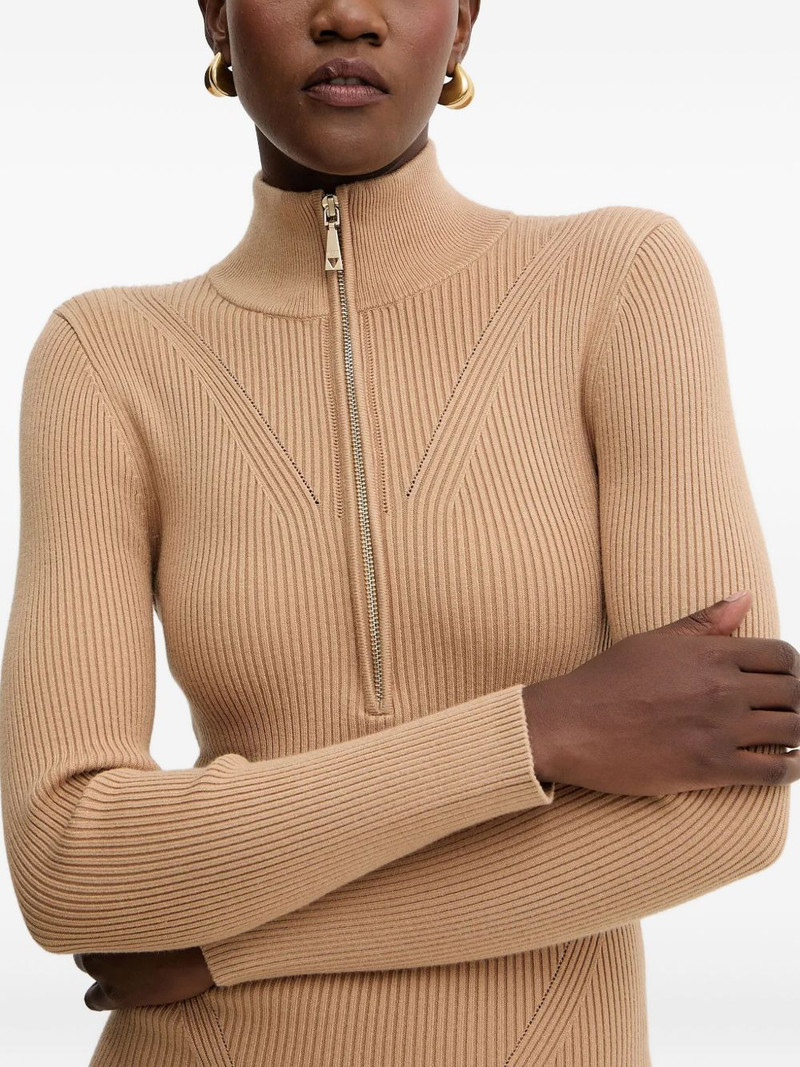 zip-neck ribbed mini dress 4