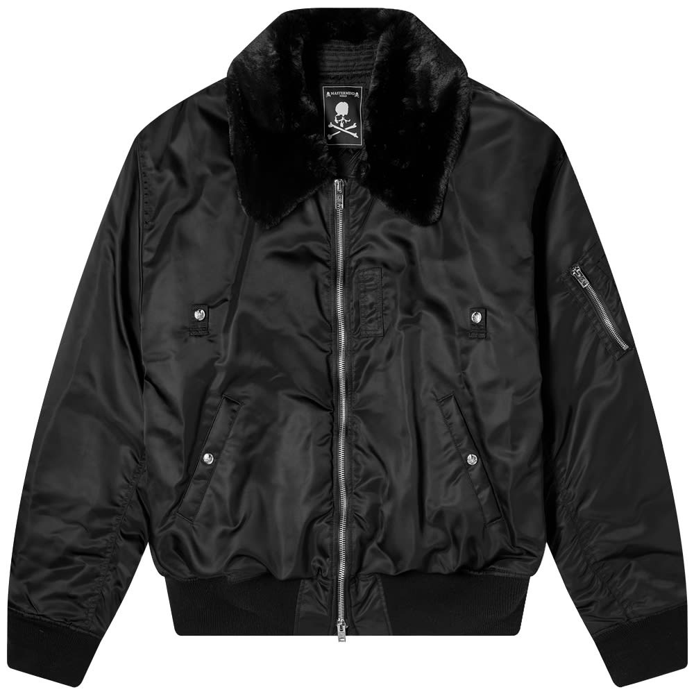 MASTERMIND WORLD Nylon Faux Fur Aviator Jacket - 1