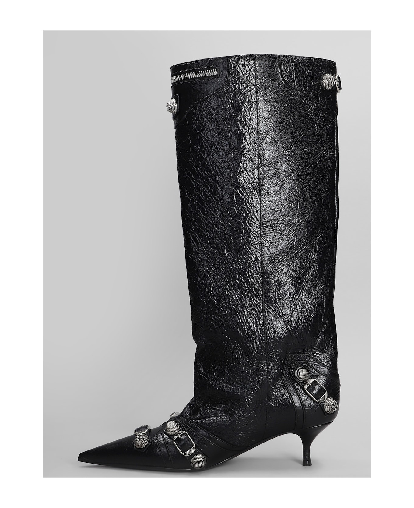 Cagole Wide Boot L50 Low Heels Boots In Black Leather - 3