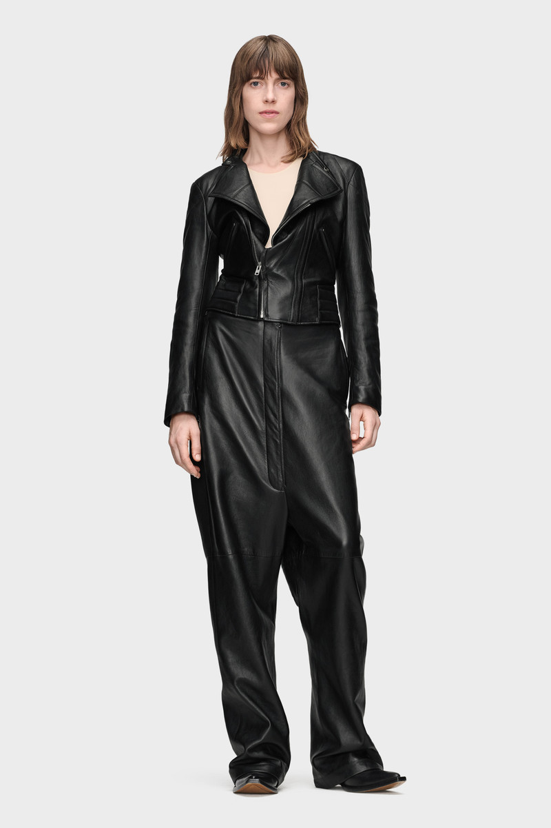Folded Collar Leather Jacket 7