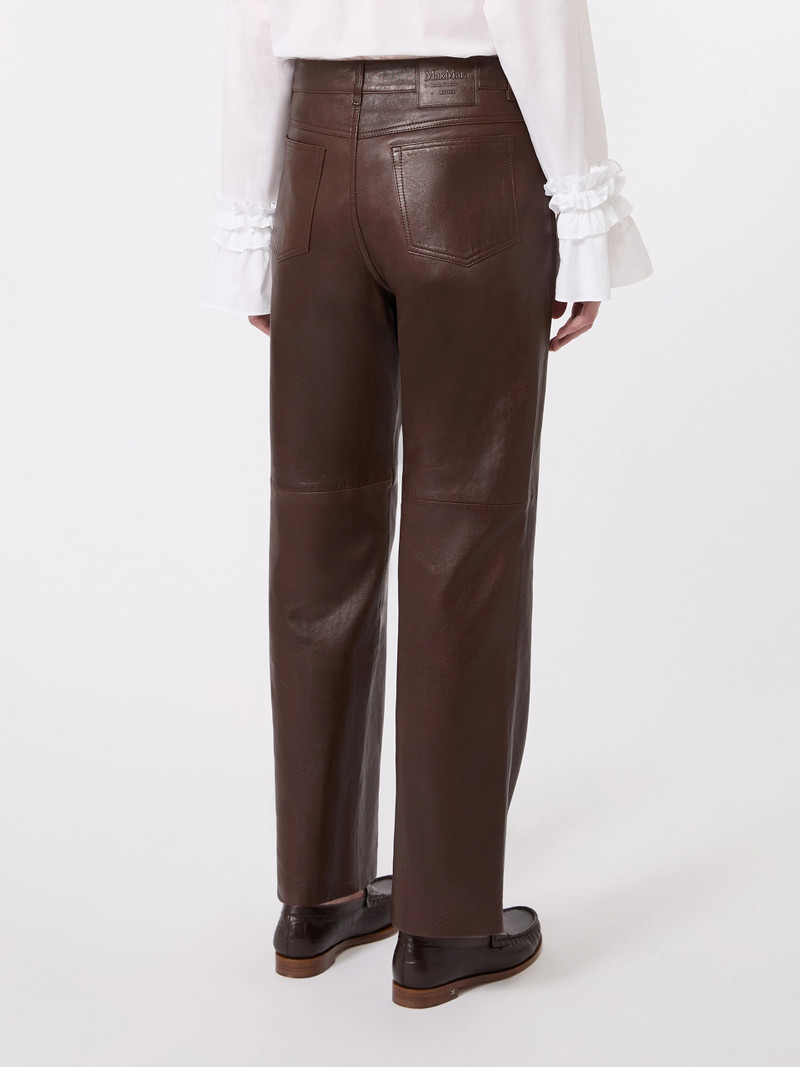 PESCA Five-pocket nappa-leather trousers - DARK BROWN 4