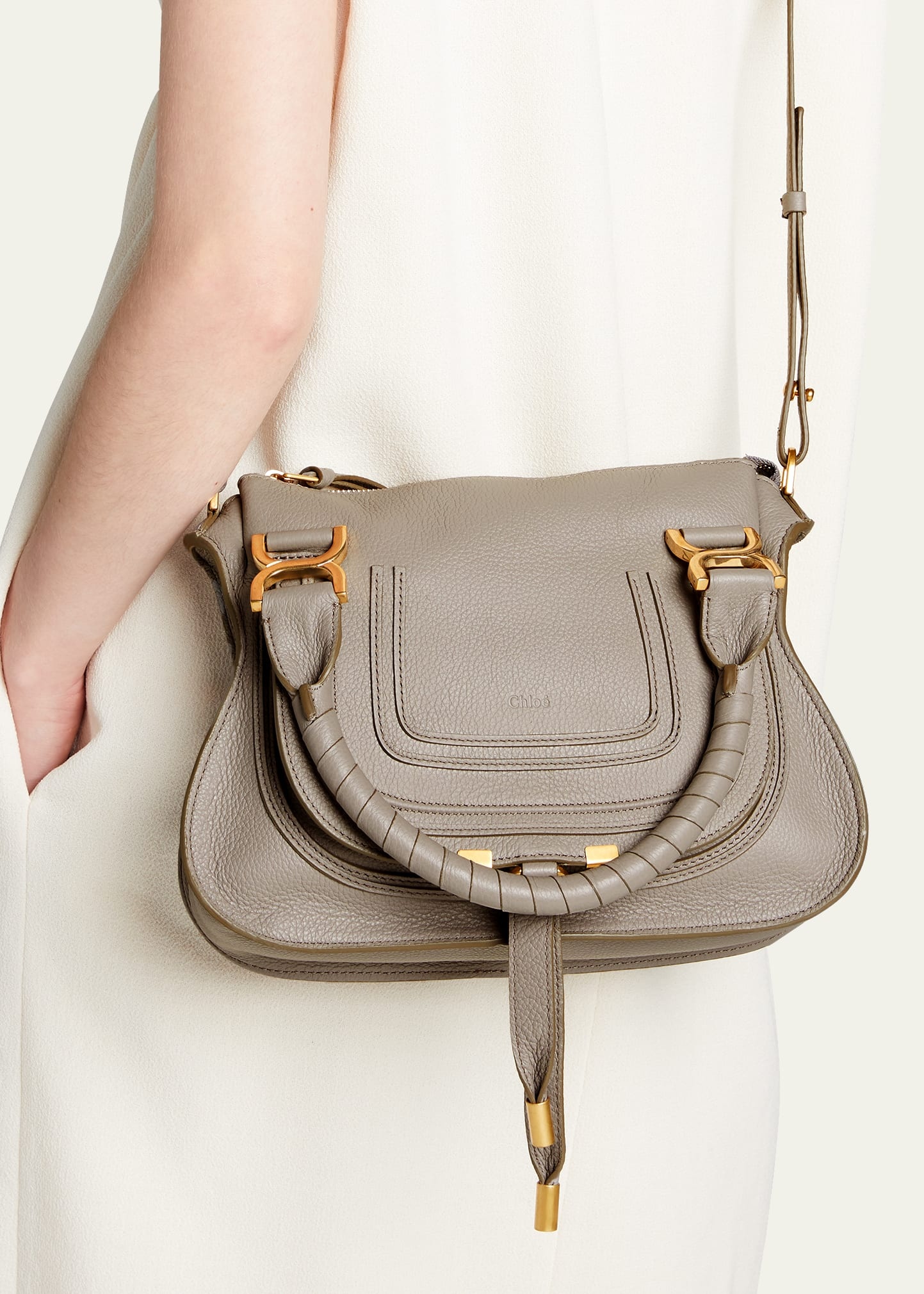 Marcie Small Satchel Bag in Grained Calfskin - 2