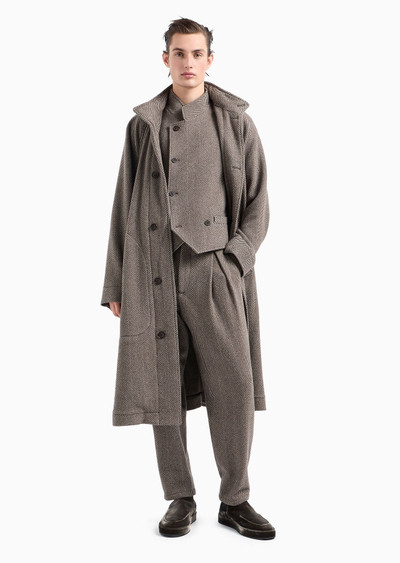 GIORGIO ARMANI Long coat in chevron jacquard cashmere-blend cloth outlook