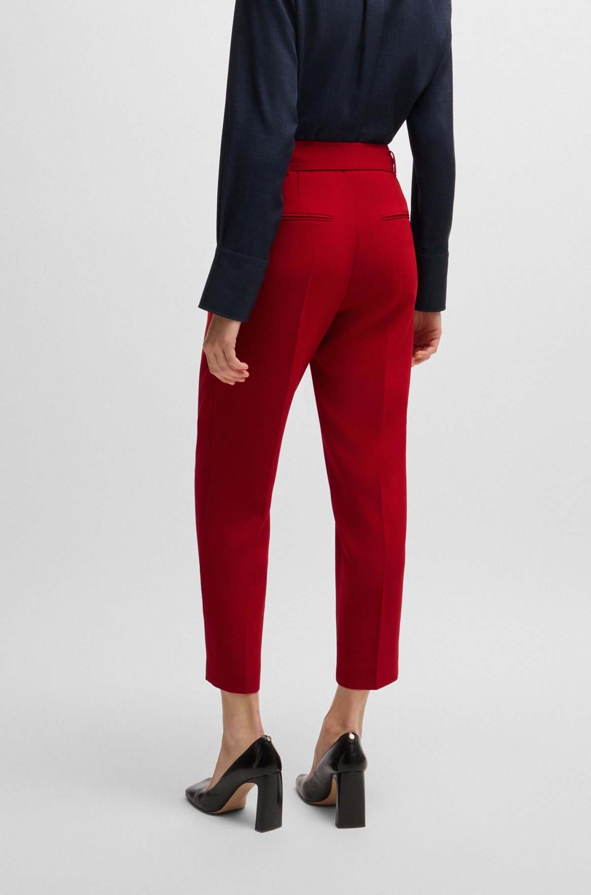 REGULAR-FIT CROPPED TROUSERS IN CREASE-RESISTANT CREPE - 4