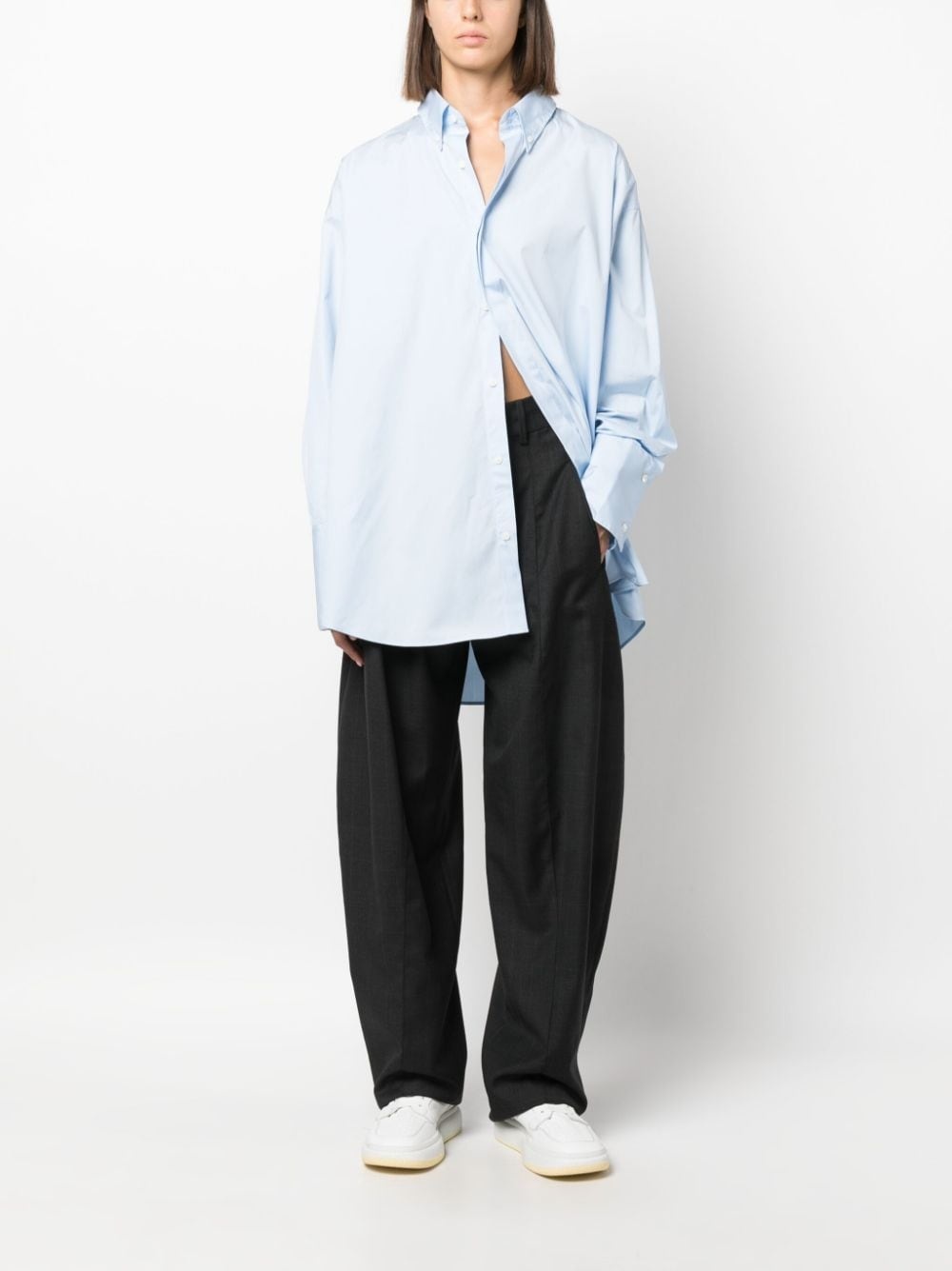 poplin texture  long-sleeve shirt - 6