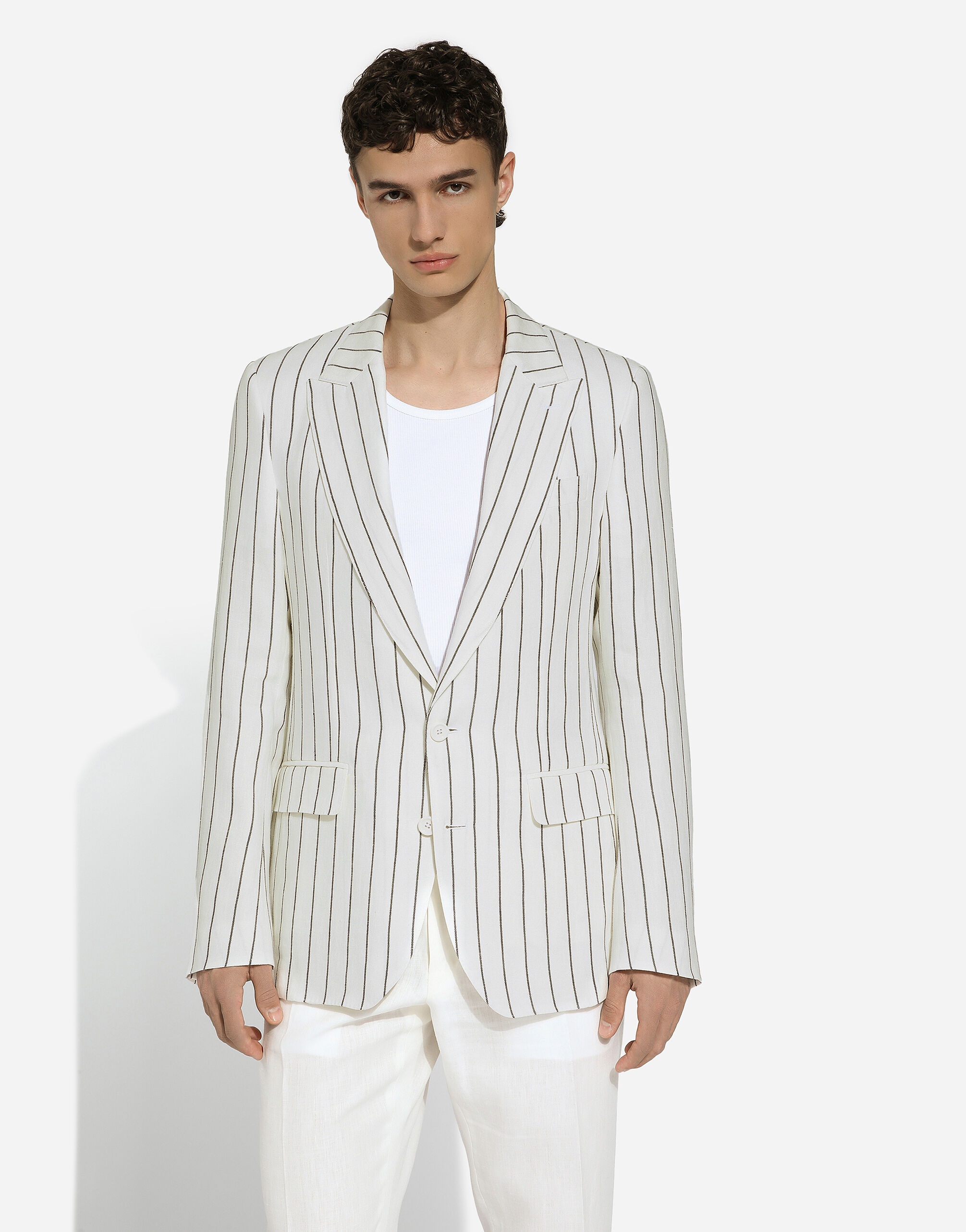 Single-breasted linen Sicilia-fit jacket - 4
