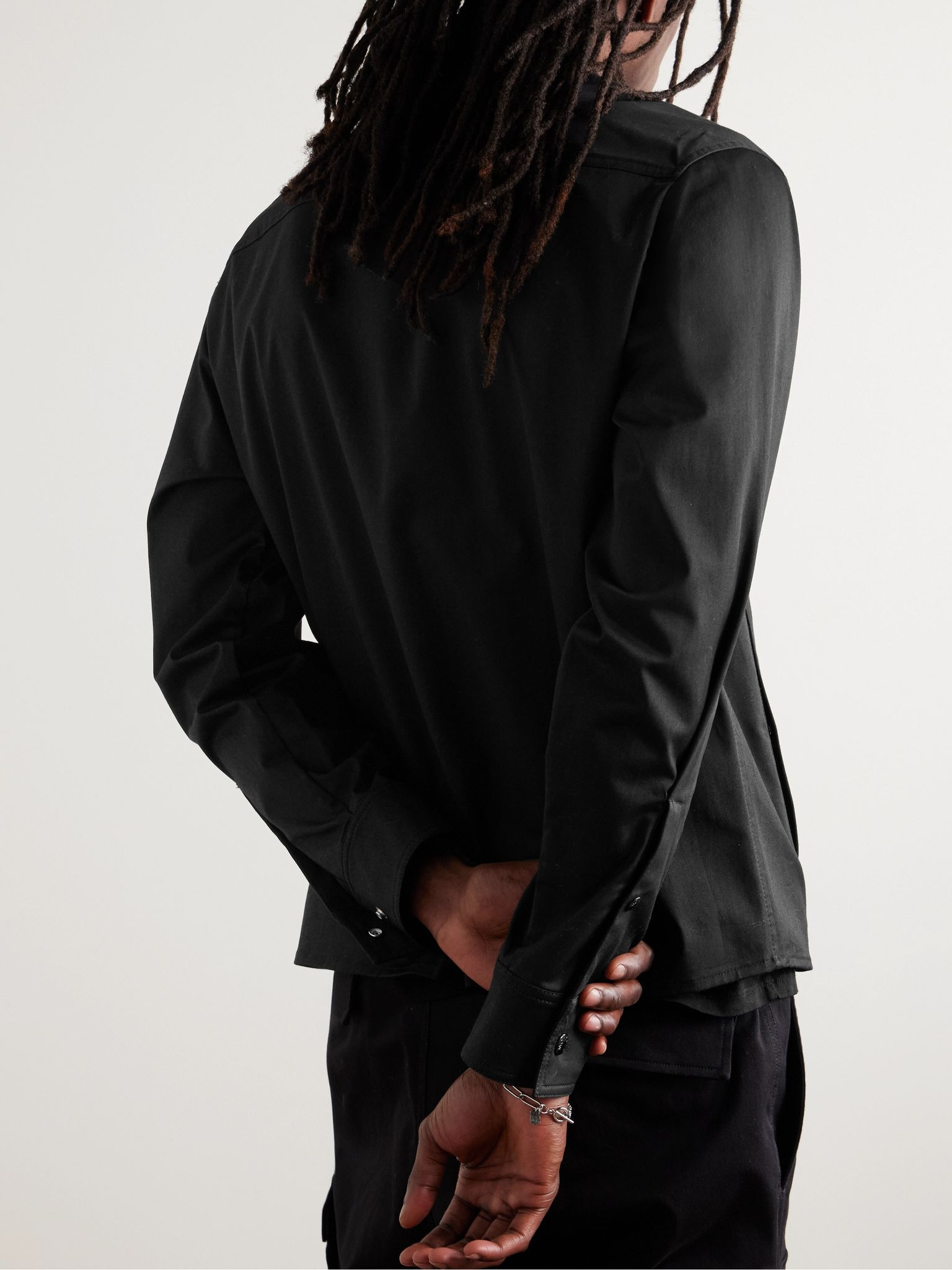 Logo-Appliquéd Cotton-Blend Gabardine Shirt Jacket Black - 3