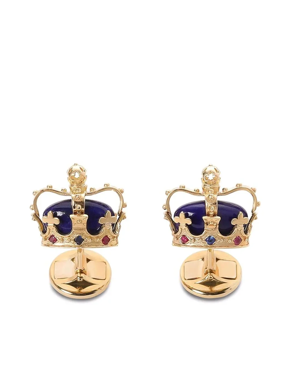 gemstone-embellished crown cufflinks - 1