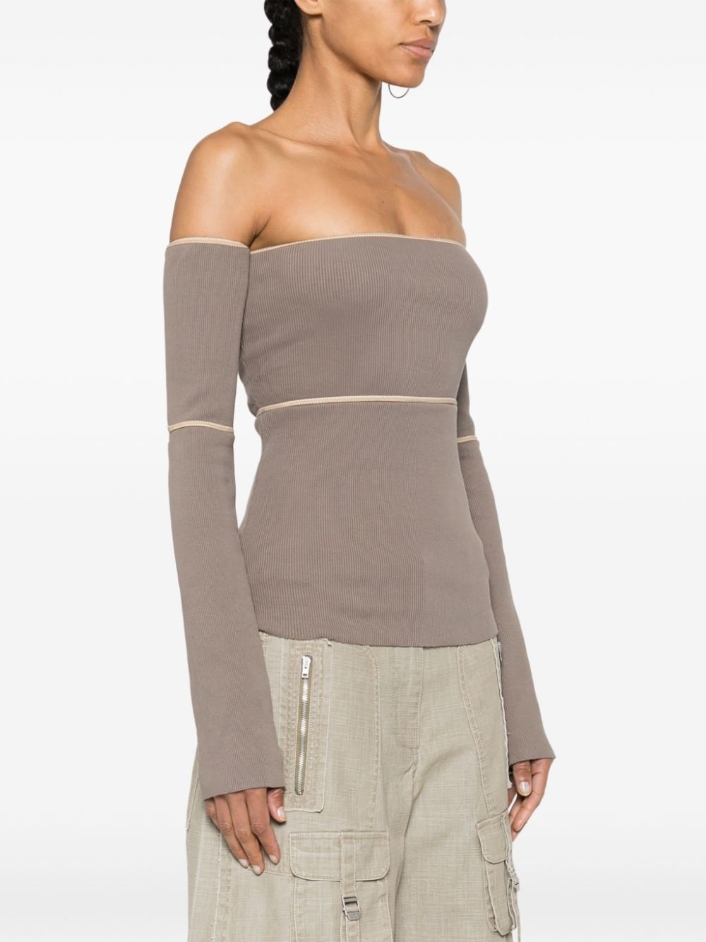 off-shoulder ribbed-knit top - 3