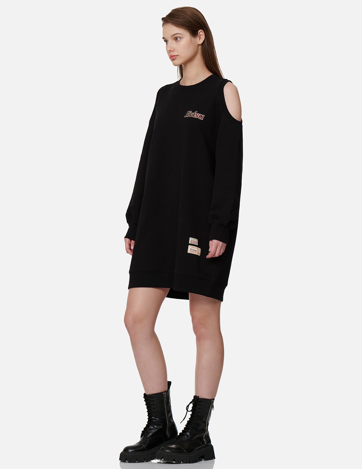 COLD SHOULDER SWEATSHIRT DRESS - 3