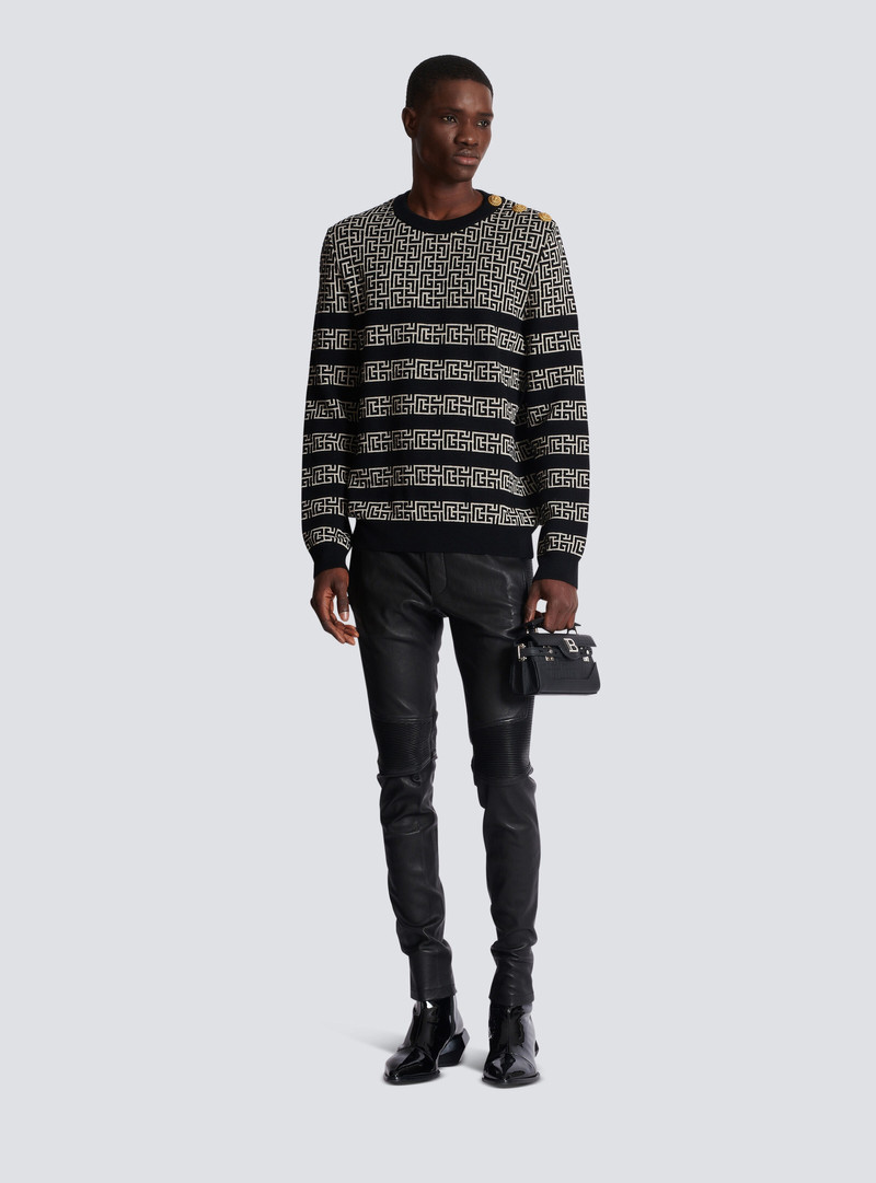 Balmain Striped PB Labyrinth wool and linen jumper outlook