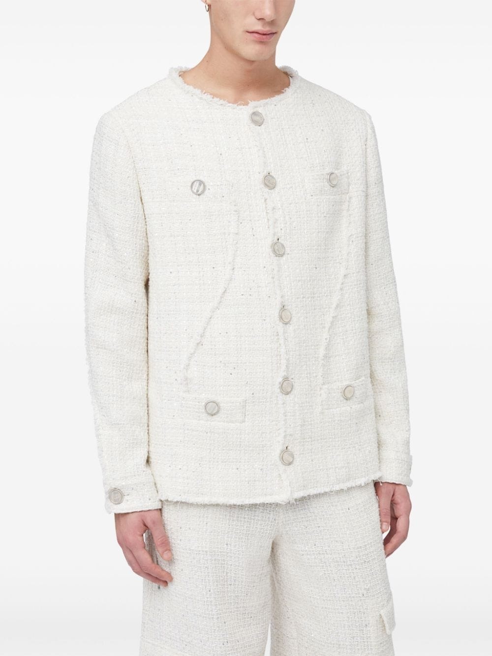 sequin-embellished tweed jacket - 4