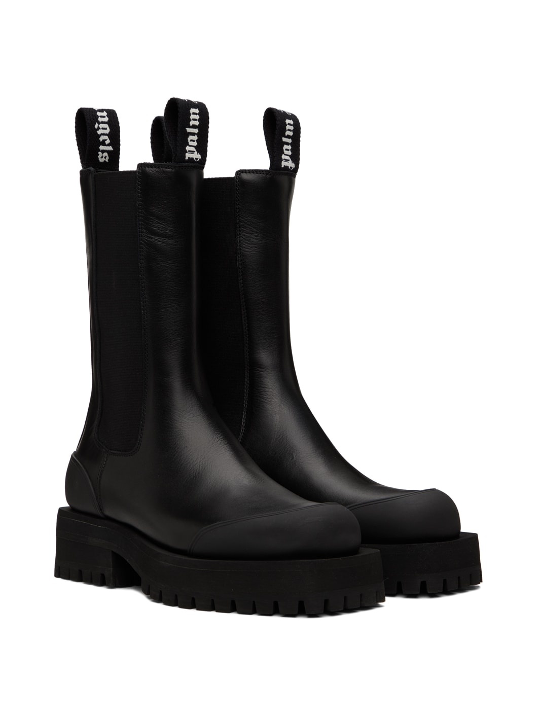 Black Leather Combat Boots - 4