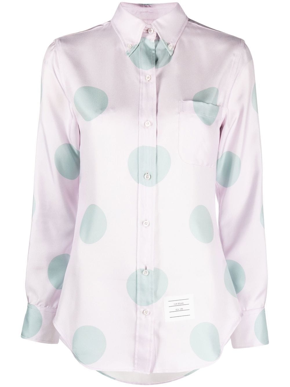 polka-dot silk long-sleeve shirt - 1